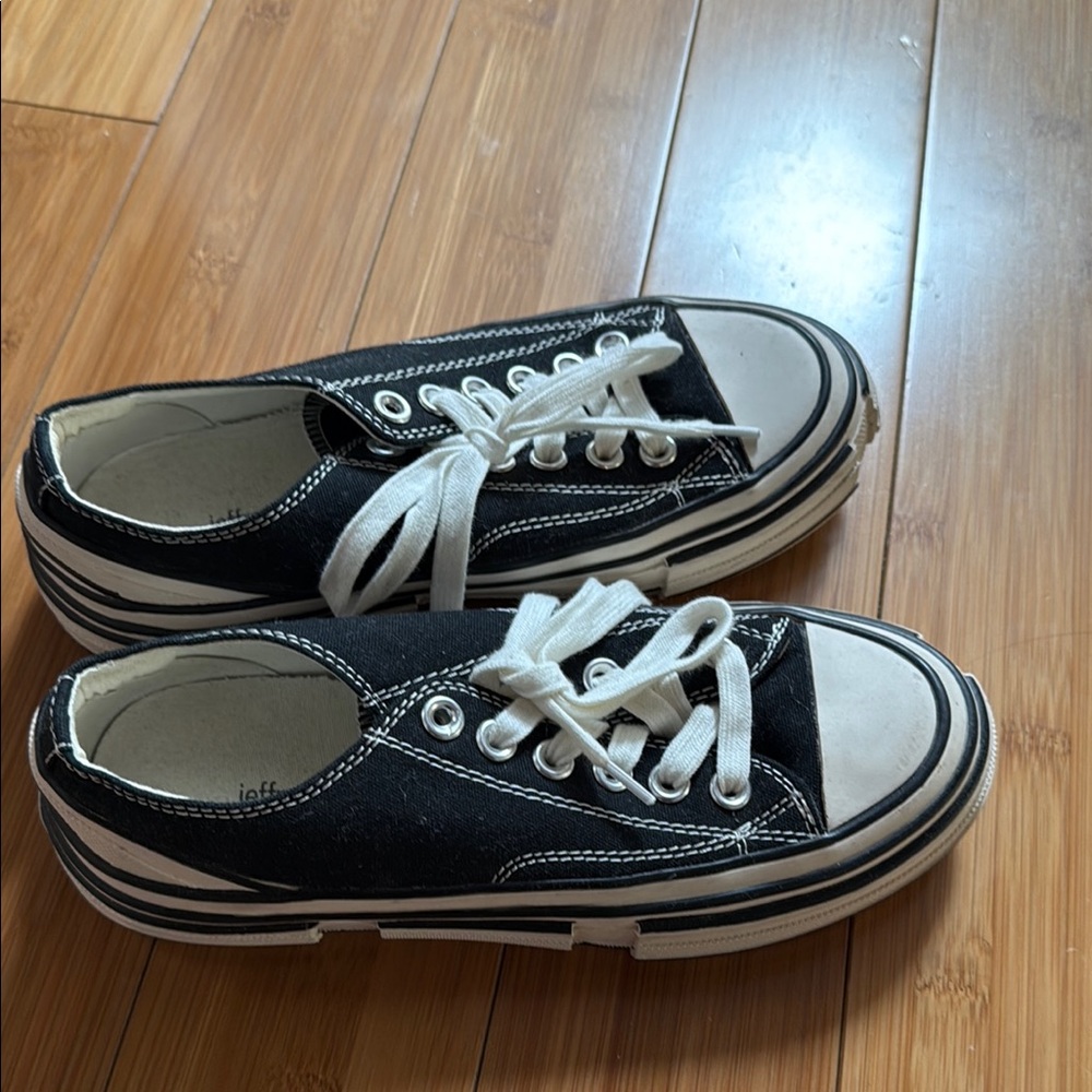 Jeffrey Campbell Black and White Chunky Canvas Sneakers
